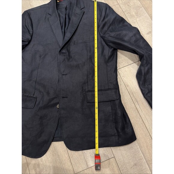 J Crew Mens Navy Blue Cotton Irish Linen Chino Blazer Jacket Sz 42R Sport Coat - Picture 8 of 9
